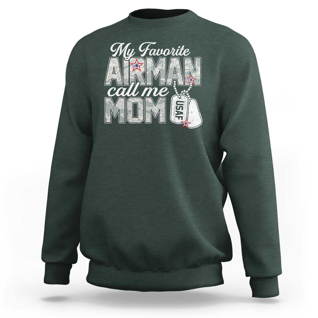 Proud Air Force Family Sweatshirt My Favorite Airman Calls Me Mom - Wonder Print Shop