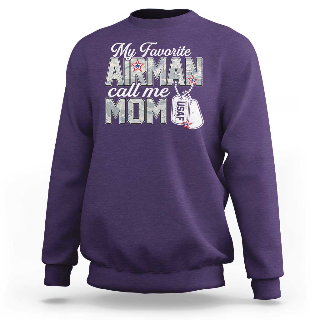 Proud Air Force Family Sweatshirt My Favorite Airman Calls Me Mom - Wonder Print Shop