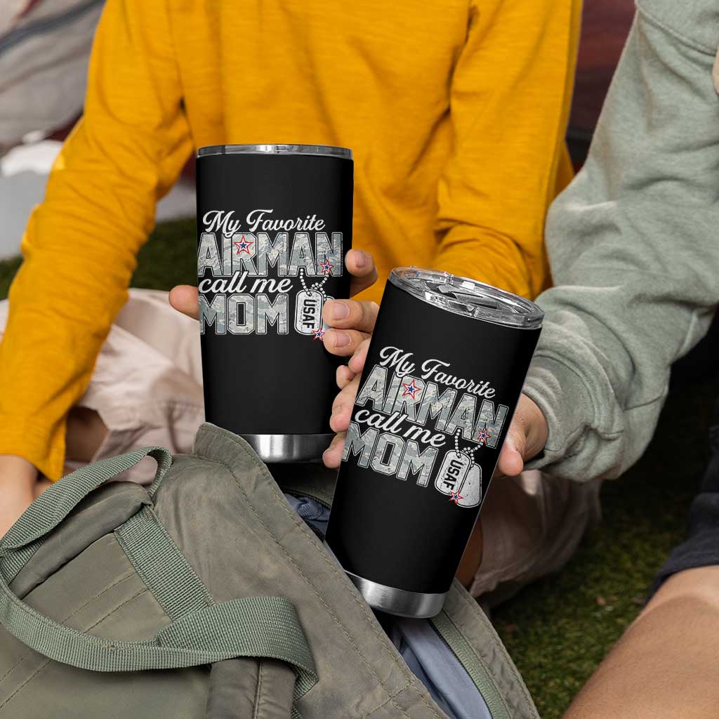 Proud Air Force Family Tumbler Cup My Favorite Airman Calls Me Mom - Wonder Print Shop