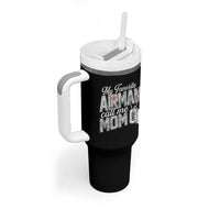 Proud Air Force Family Tumbler With Handle My Favorite Airman Calls Me Mom - Wonder Print Shop