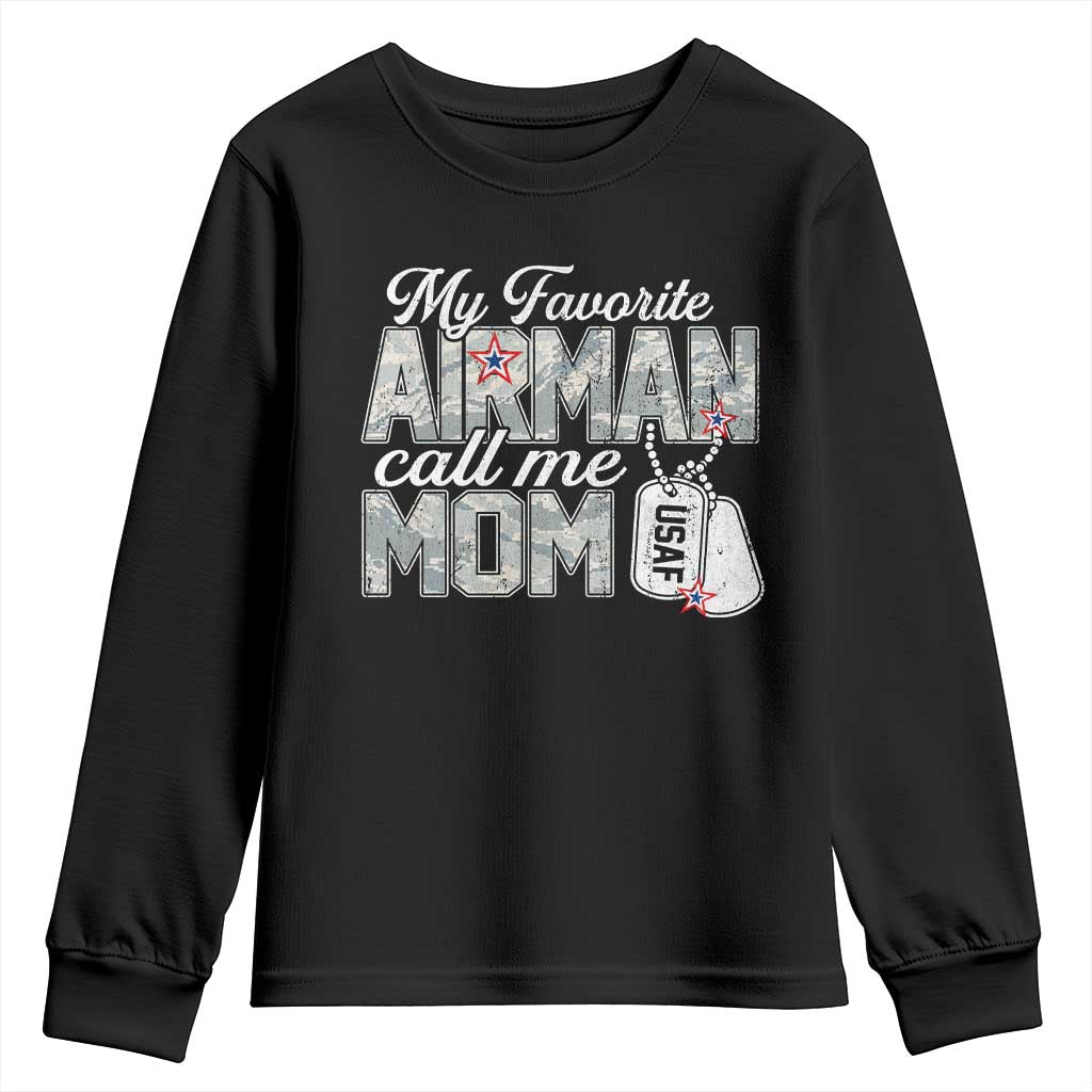 Proud Air Force Family Youth Sweatshirt My Favorite Airman Calls Me Mom - Wonder Print Shop