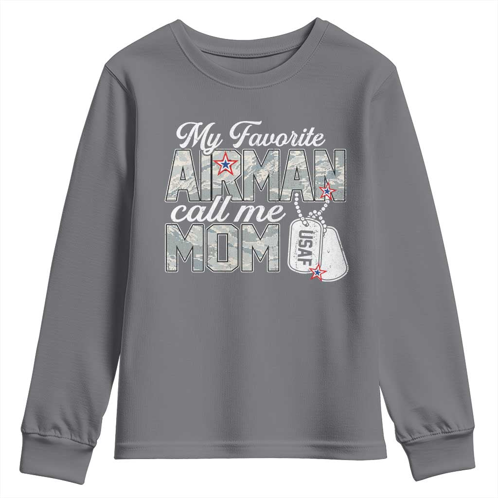 Proud Air Force Family Youth Sweatshirt My Favorite Airman Calls Me Mom - Wonder Print Shop