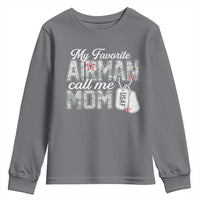 Proud Air Force Family Youth Sweatshirt My Favorite Airman Calls Me Mom - Wonder Print Shop