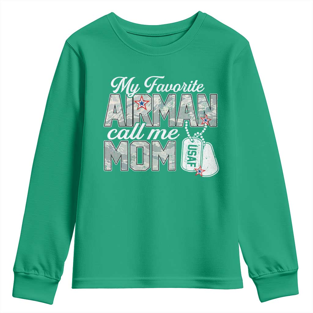 Proud Air Force Family Youth Sweatshirt My Favorite Airman Calls Me Mom - Wonder Print Shop