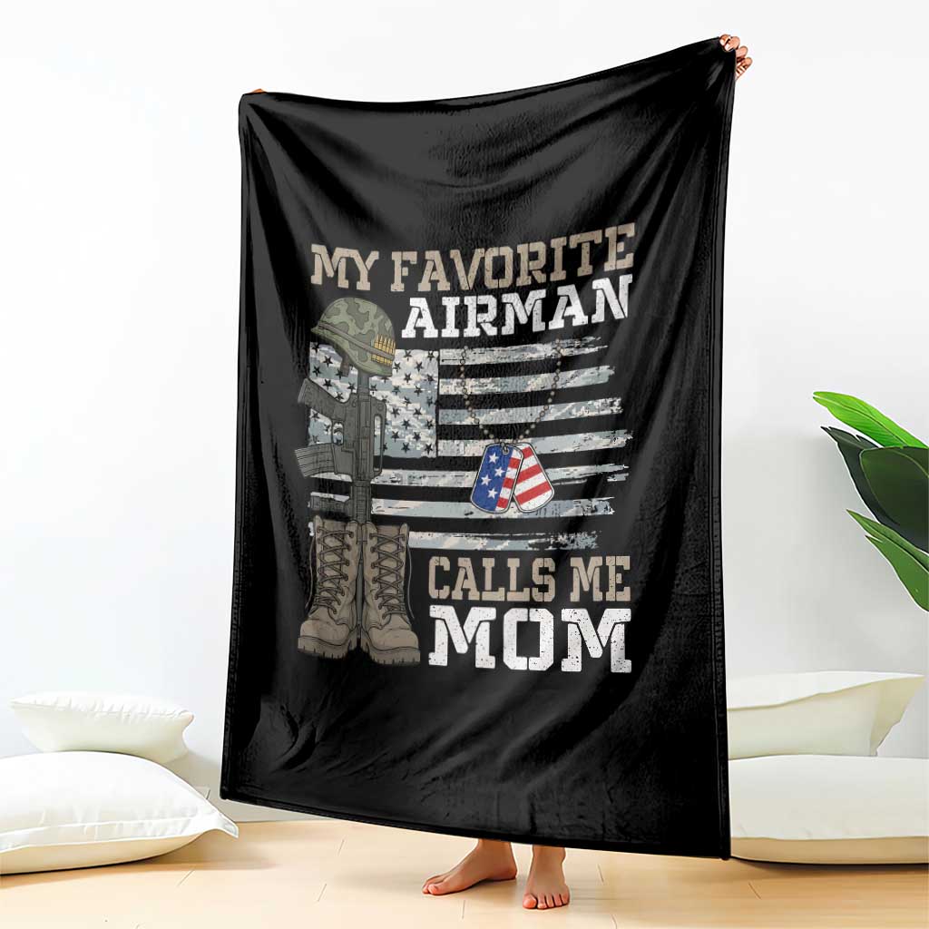 Proud Air Force Mom Throw Blanket My Favorite Airman Military Family Camo US Flag - Wonder Print Shop