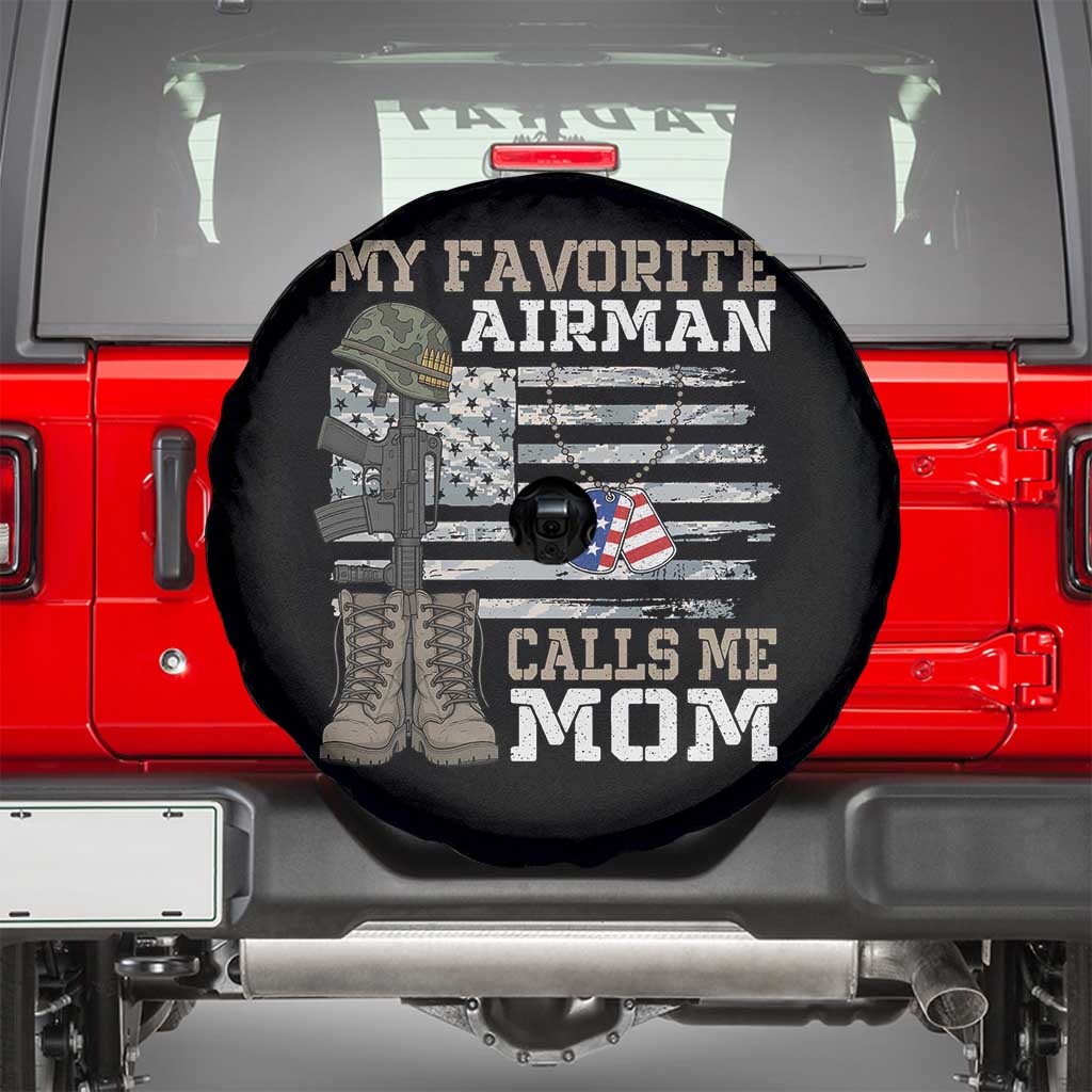 Proud Air Force Mom Spare Tire Cover My Favorite Airman Military Family Camo US Flag - Wonder Print Shop