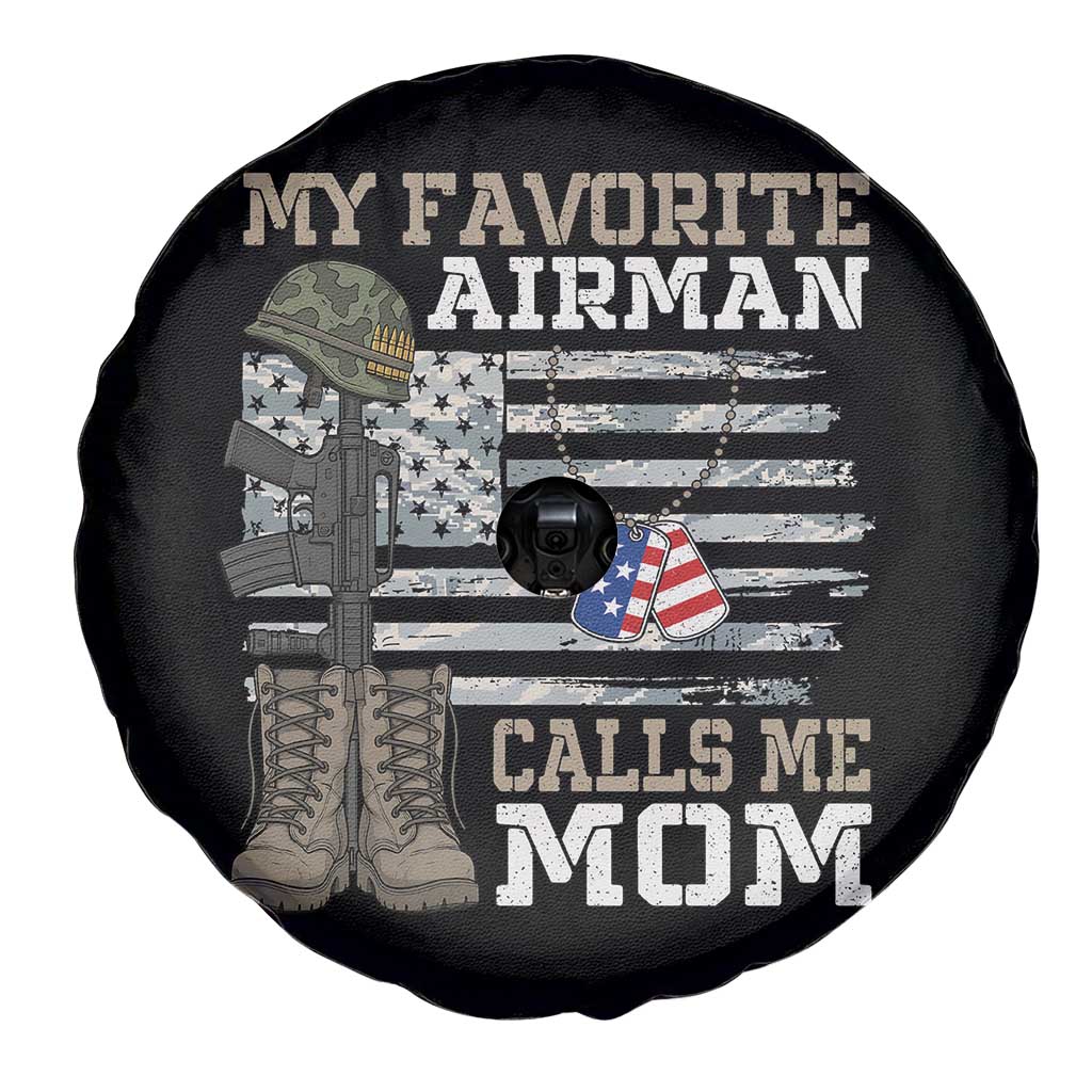 Proud Air Force Mom Spare Tire Cover My Favorite Airman Military Family Camo US Flag - Wonder Print Shop