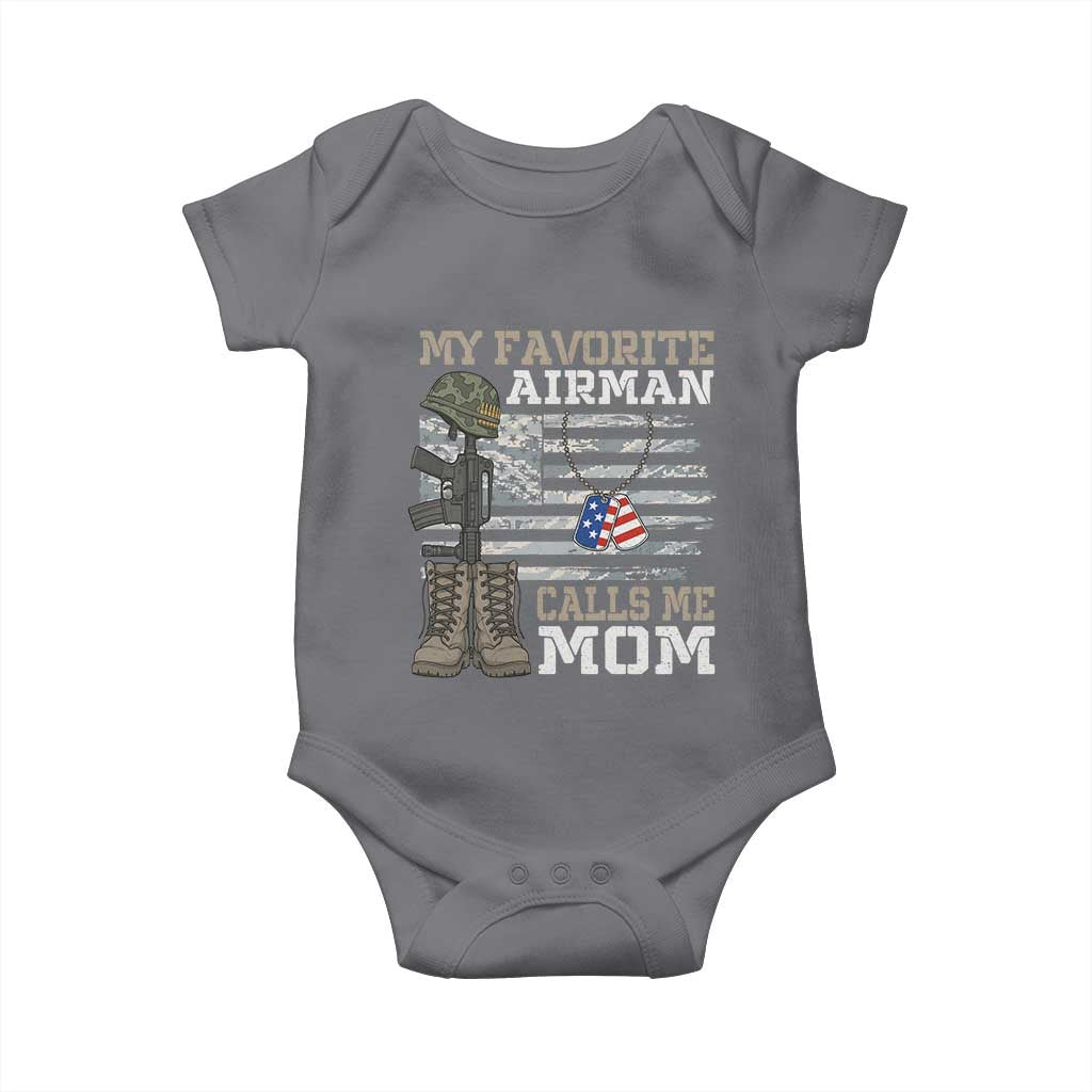 Proud Air Force Mom Baby Onesie My Favorite Airman Military Family Camo US Flag - Wonder Print Shop