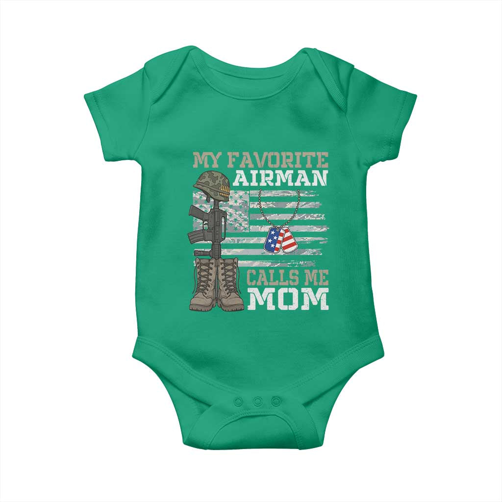 Proud Air Force Mom Baby Onesie My Favorite Airman Military Family Camo US Flag - Wonder Print Shop