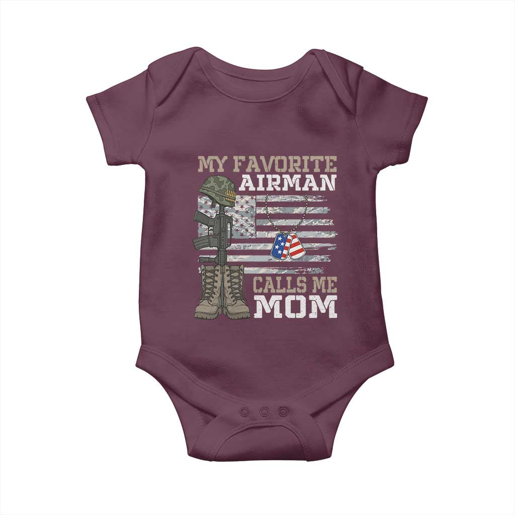 Proud Air Force Mom Baby Onesie My Favorite Airman Military Family Camo US Flag - Wonder Print Shop