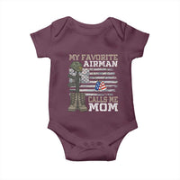 Proud Air Force Mom Baby Onesie My Favorite Airman Military Family Camo US Flag - Wonder Print Shop