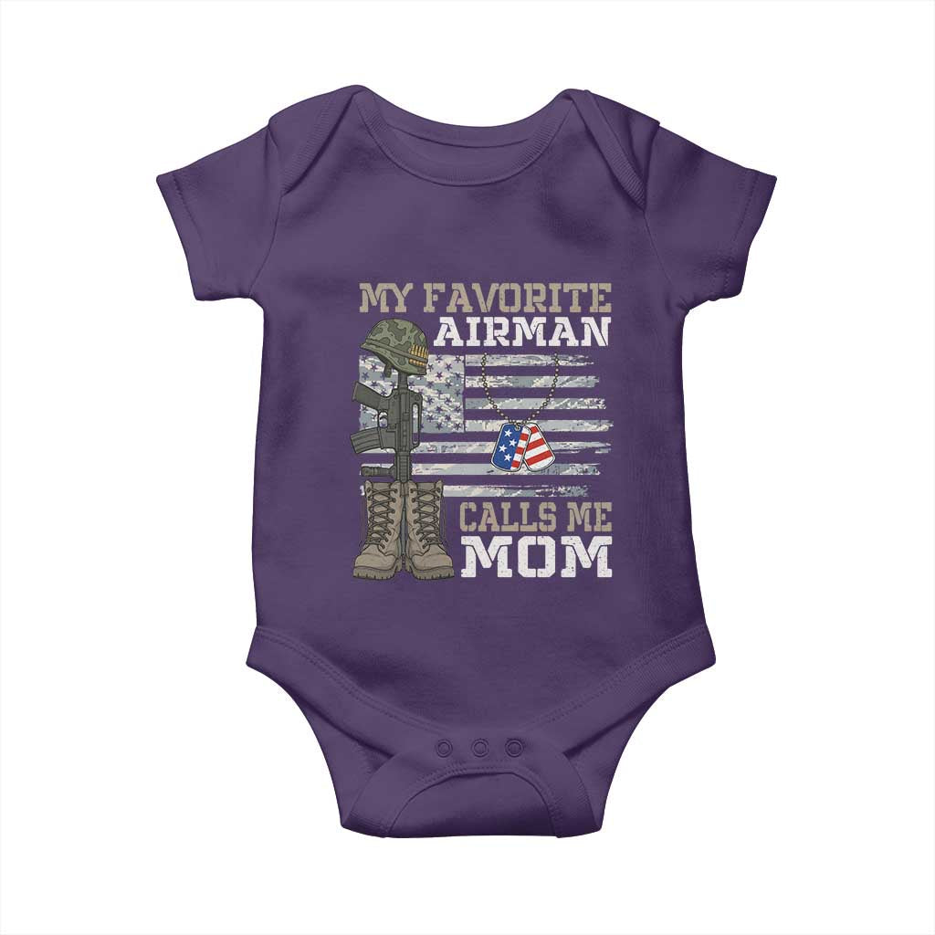 Proud Air Force Mom Baby Onesie My Favorite Airman Military Family Camo US Flag - Wonder Print Shop