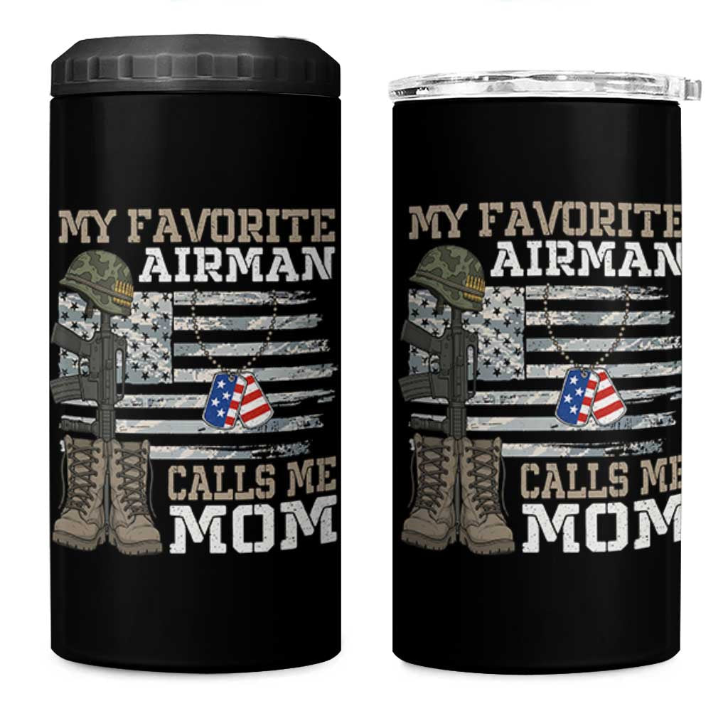 Proud Air Force Mom 4 in 1 Can Cooler Tumbler My Favorite Airman Military Family Camo US Flag - Wonder Print Shop