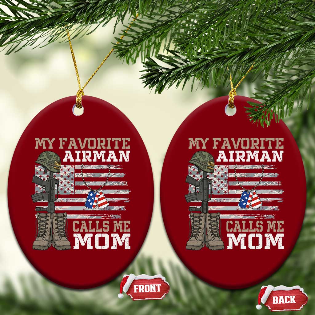 Proud Air Force Mom Ceramic Ornament My Favorite Airman Military Family Camo US Flag - Wonder Print Shop