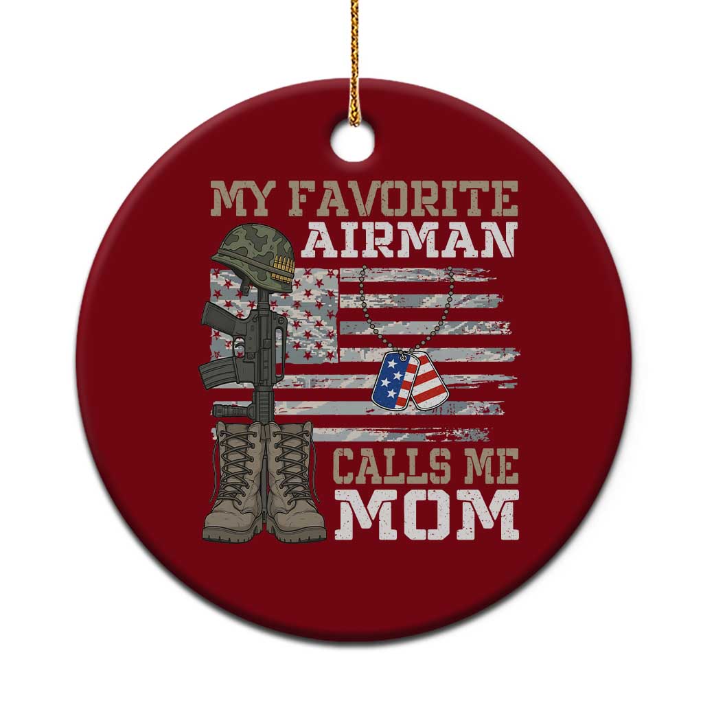 Proud Air Force Mom Ceramic Ornament My Favorite Airman Military Family Camo US Flag - Wonder Print Shop