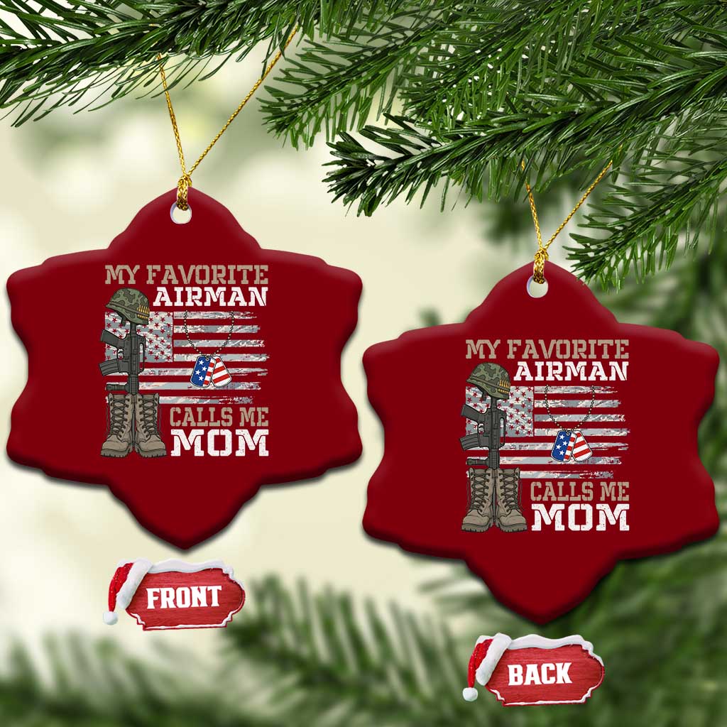Proud Air Force Mom Ceramic Ornament My Favorite Airman Military Family Camo US Flag - Wonder Print Shop