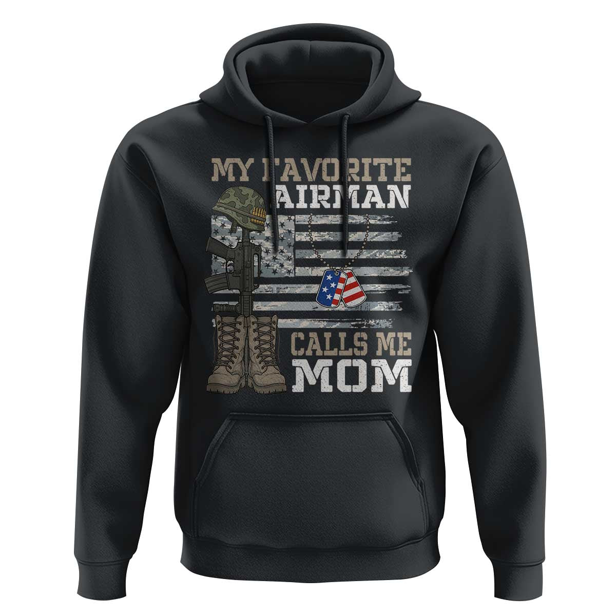 Proud Air Force Mom Hoodie My Favorite Airman Military Family Camo US Flag - Wonder Print Shop