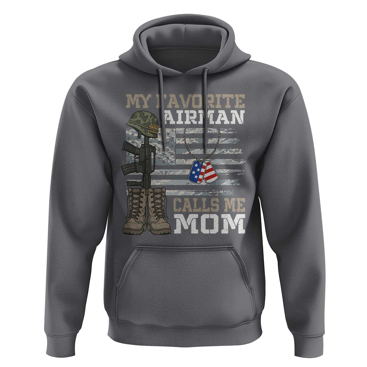 Proud Air Force Mom Hoodie My Favorite Airman Military Family Camo US Flag - Wonder Print Shop