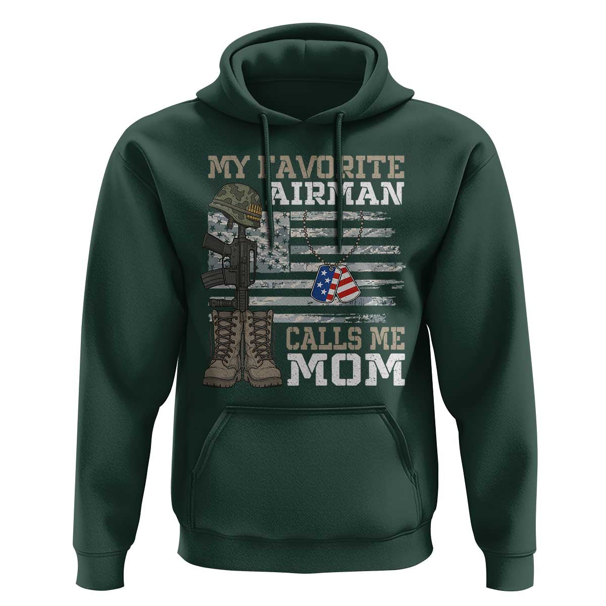 Proud Air Force Mom Hoodie My Favorite Airman Military Family Camo US Flag - Wonder Print Shop