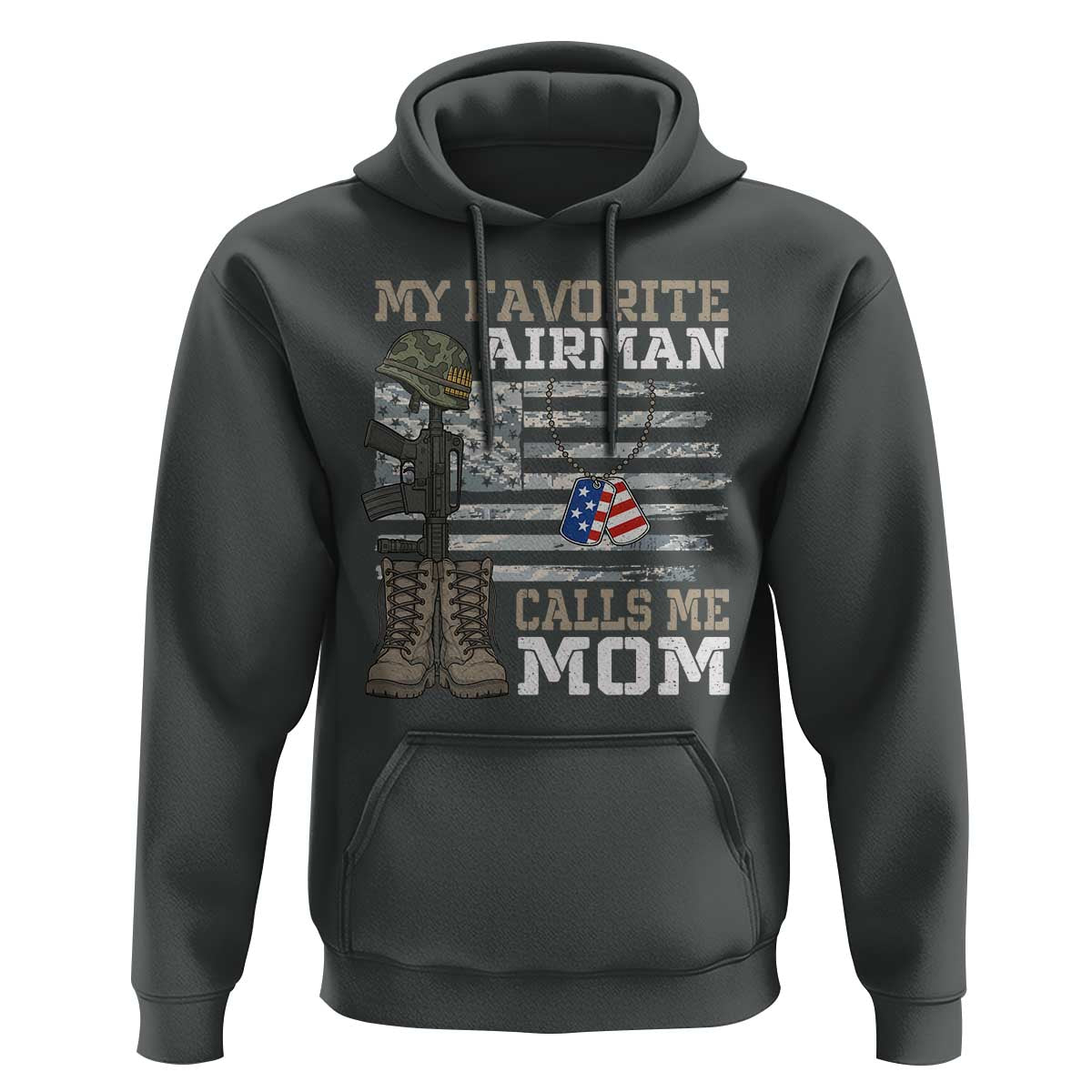 Proud Air Force Mom Hoodie My Favorite Airman Military Family Camo US Flag - Wonder Print Shop