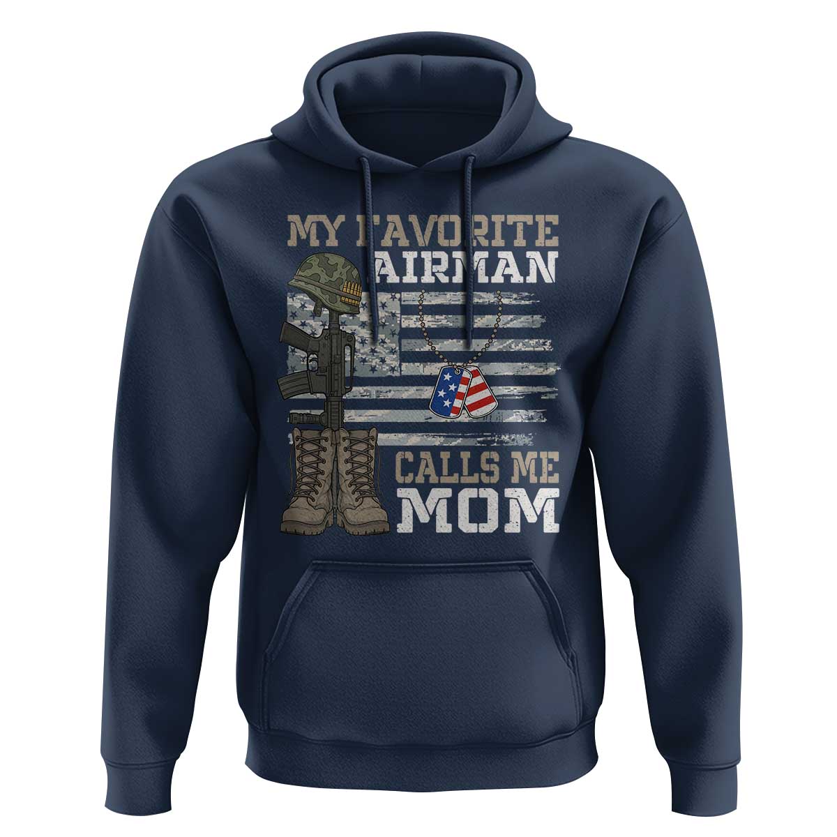 Proud Air Force Mom Hoodie My Favorite Airman Military Family Camo US Flag - Wonder Print Shop
