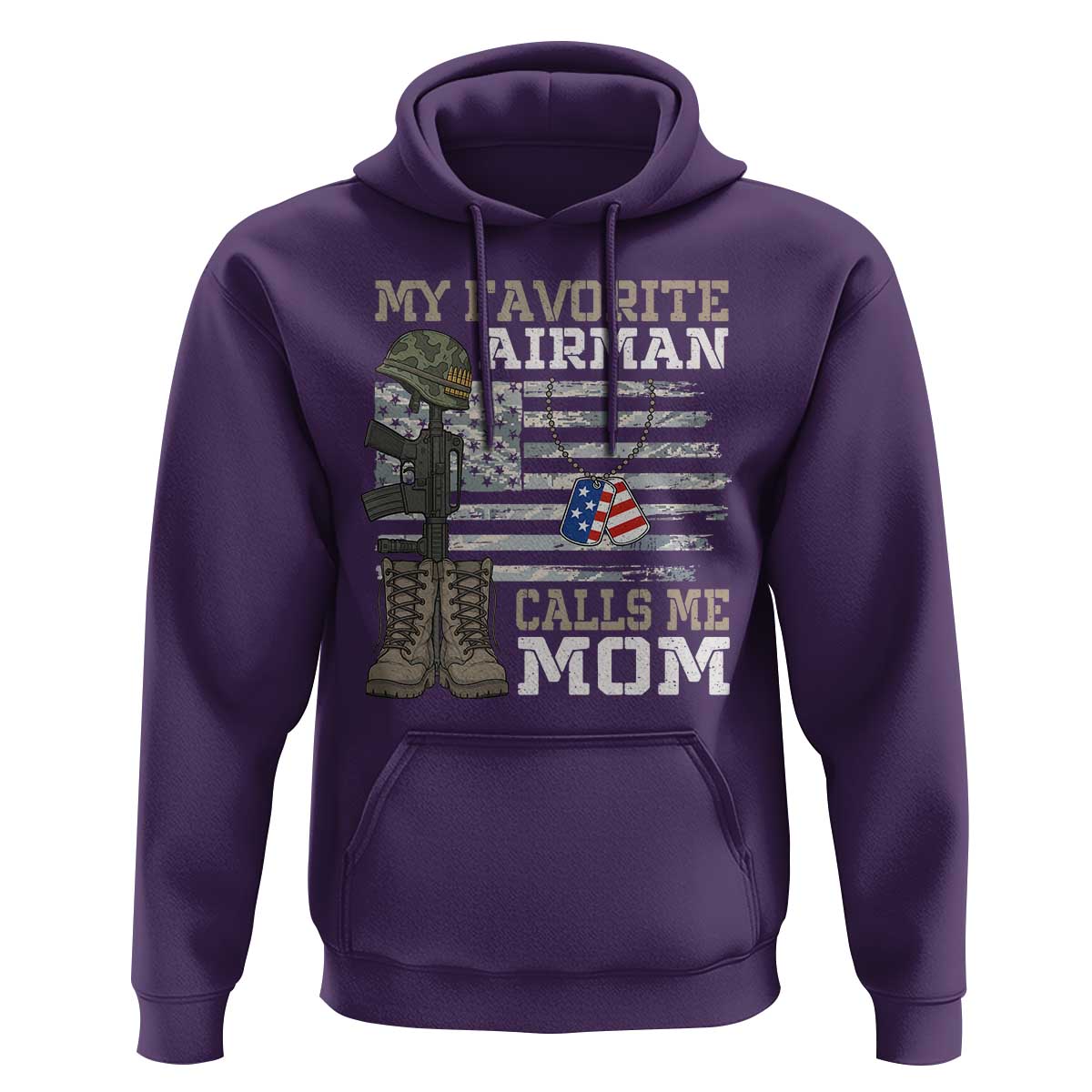 Proud Air Force Mom Hoodie My Favorite Airman Military Family Camo US Flag - Wonder Print Shop