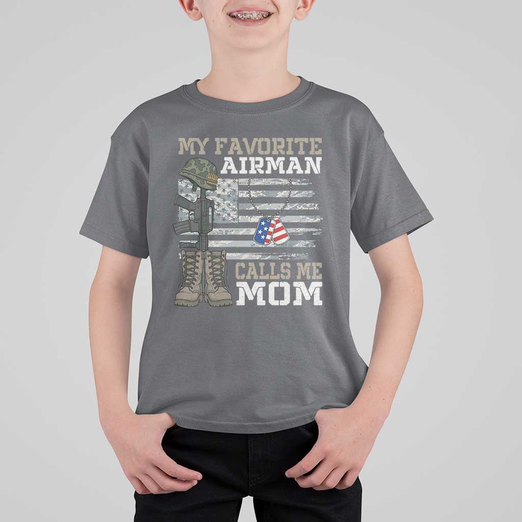 Proud Air Force Mom T Shirt For Kid My Favorite Airman Military Family Camo US Flag - Wonder Print Shop