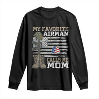 Proud Air Force Mom Long Sleeve Shirt My Favorite Airman Military Family Camo US Flag - Wonder Print Shop