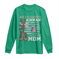 Proud Air Force Mom Long Sleeve Shirt My Favorite Airman Military Family Camo US Flag - Wonder Print Shop