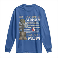 Proud Air Force Mom Long Sleeve Shirt My Favorite Airman Military Family Camo US Flag - Wonder Print Shop