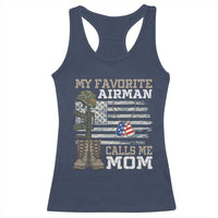Proud Air Force Mom Racerback Tank Top My Favorite Airman Military Family Camo US Flag - Wonder Print Shop