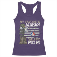 Proud Air Force Mom Racerback Tank Top My Favorite Airman Military Family Camo US Flag - Wonder Print Shop