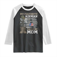 Proud Air Force Mom Raglan Shirt My Favorite Airman Military Family Camo US Flag - Wonder Print Shop