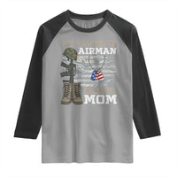 Proud Air Force Mom Raglan Shirt My Favorite Airman Military Family Camo US Flag - Wonder Print Shop