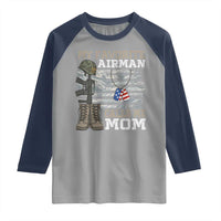 Proud Air Force Mom Raglan Shirt My Favorite Airman Military Family Camo US Flag - Wonder Print Shop