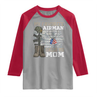 Proud Air Force Mom Raglan Shirt My Favorite Airman Military Family Camo US Flag - Wonder Print Shop