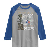 Proud Air Force Mom Raglan Shirt My Favorite Airman Military Family Camo US Flag - Wonder Print Shop