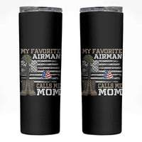 Proud Air Force Mom Skinny Tumbler My Favorite Airman Military Family Camo US Flag - Wonder Print Shop