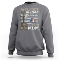Proud Air Force Mom Sweatshirt My Favorite Airman Military Family Camo US Flag - Wonder Print Shop