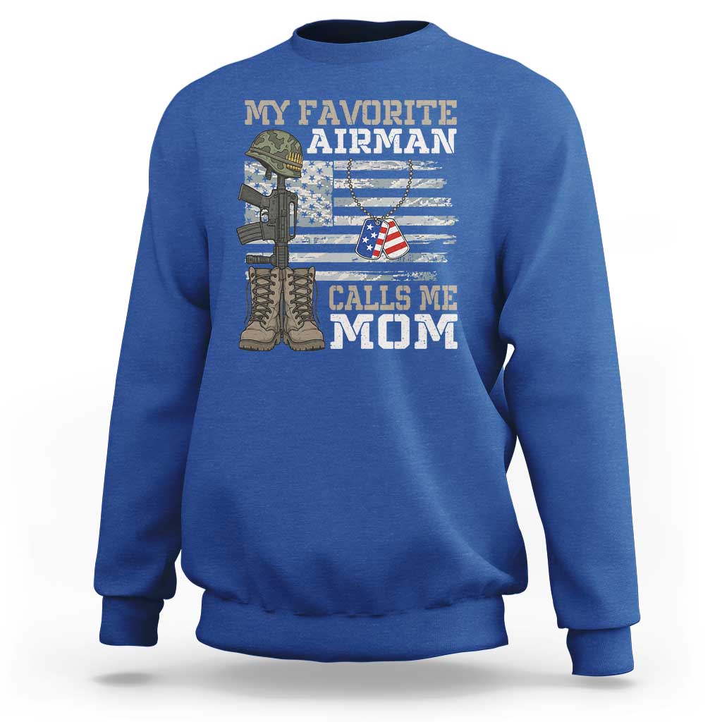 Proud Air Force Mom Sweatshirt My Favorite Airman Military Family Camo US Flag - Wonder Print Shop