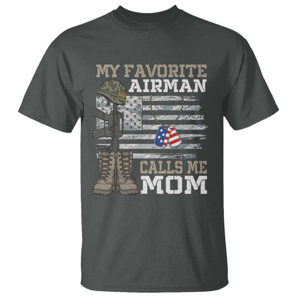 Proud Air Force Mom T Shirt My Favorite Airman Military Family Camo US Flag - Wonder Print Shop