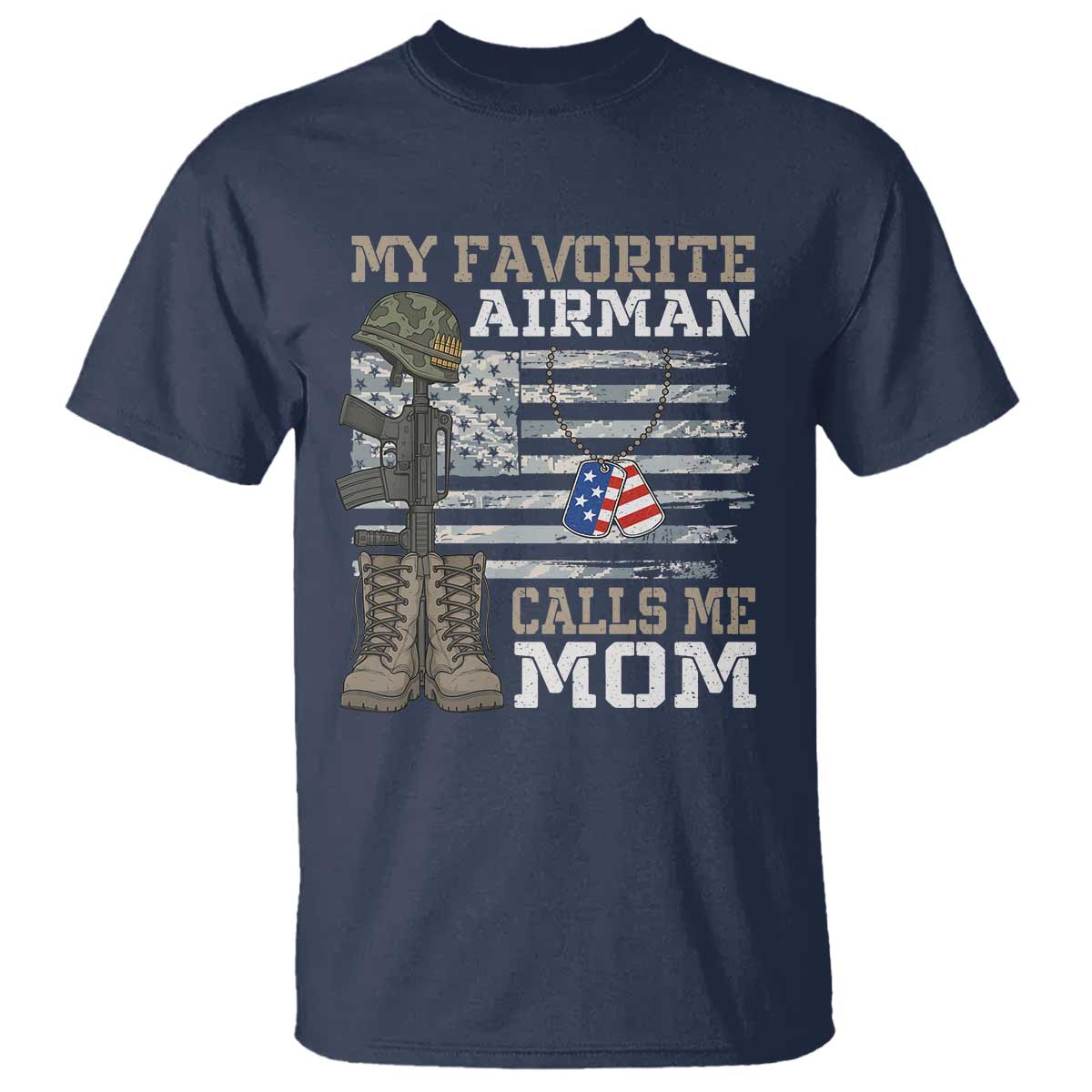 Proud Air Force Mom T Shirt My Favorite Airman Military Family Camo US Flag - Wonder Print Shop