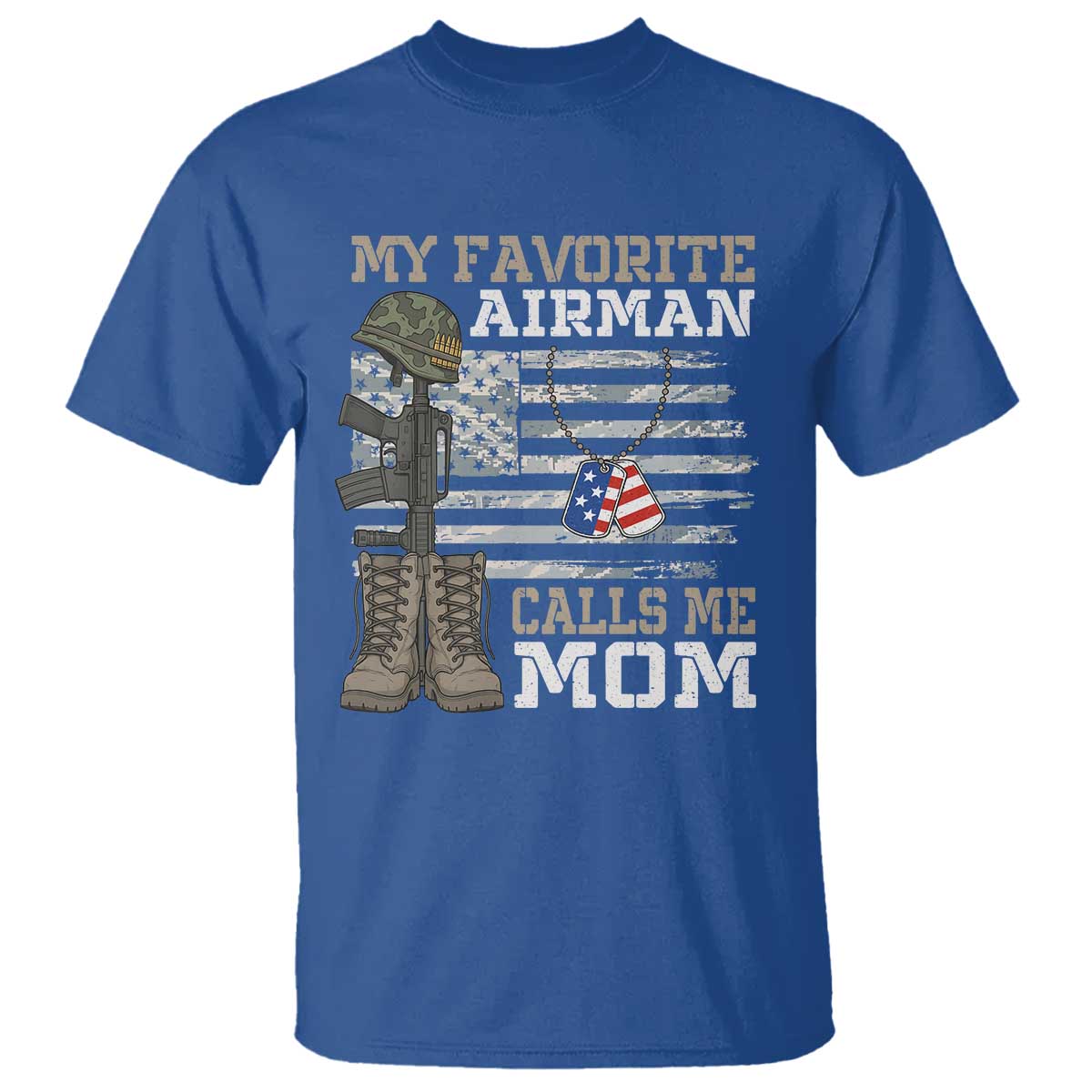 Proud Air Force Mom T Shirt My Favorite Airman Military Family Camo US Flag - Wonder Print Shop