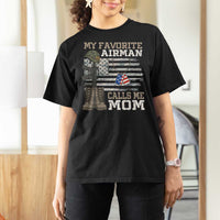 Proud Air Force Mom T Shirt For Women My Favorite Airman Military Family Camo US Flag - Wonder Print Shop