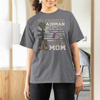 Proud Air Force Mom T Shirt For Women My Favorite Airman Military Family Camo US Flag - Wonder Print Shop
