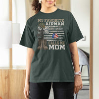 Proud Air Force Mom T Shirt For Women My Favorite Airman Military Family Camo US Flag - Wonder Print Shop
