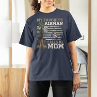 Proud Air Force Mom T Shirt For Women My Favorite Airman Military Family Camo US Flag - Wonder Print Shop