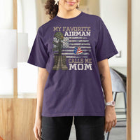 Proud Air Force Mom T Shirt For Women My Favorite Airman Military Family Camo US Flag - Wonder Print Shop