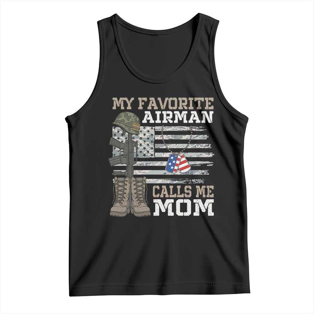 Proud Air Force Mom Tank Top My Favorite Airman Military Family Camo US Flag - Wonder Print Shop