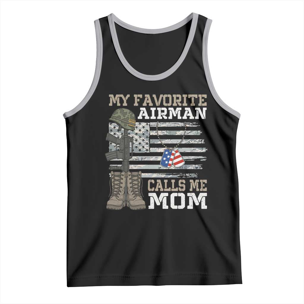 Proud Air Force Mom Tank Top My Favorite Airman Military Family Camo US Flag - Wonder Print Shop